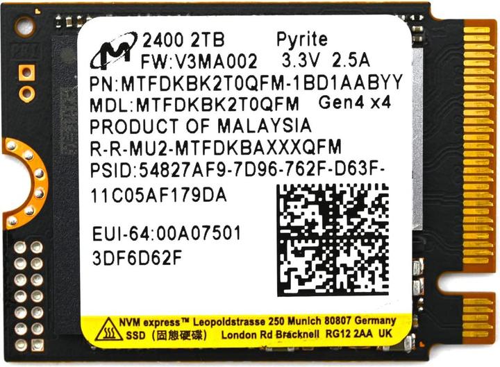 Actual product image Micron 2400 (2000 GB, M.2 2230)
