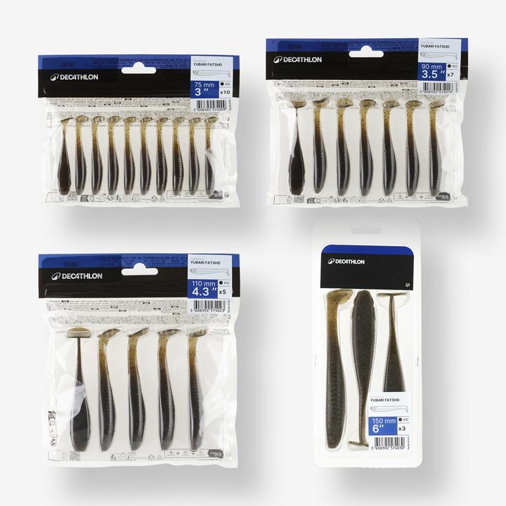 Image du produit Caperlan Leurre souple pêche YUBARI FAT SHAD avec attractant Green Pumpkin Black Flakes (9 cm)