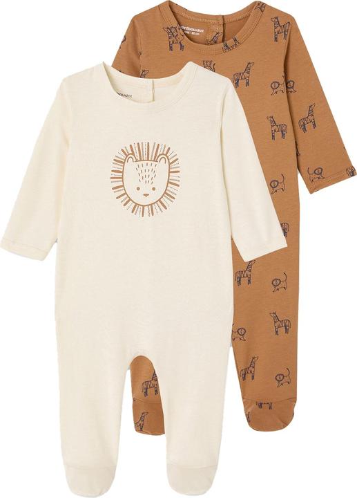 Vertbaudet Bio-Kollektion: 2er-Pack Baby Strampler SAFARI