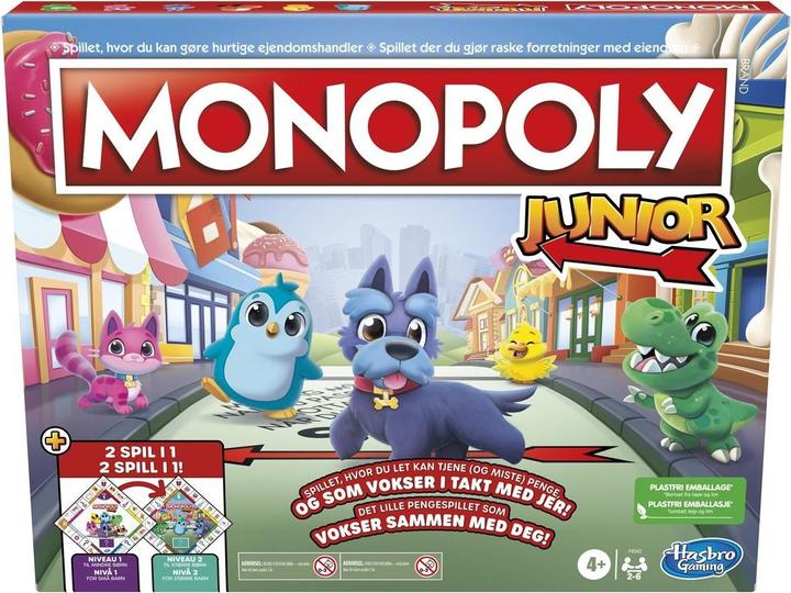 Actual product image Hasbro Monopoly Junior 2 Games in 1 (DK/NO) (Danish, Norwegian)