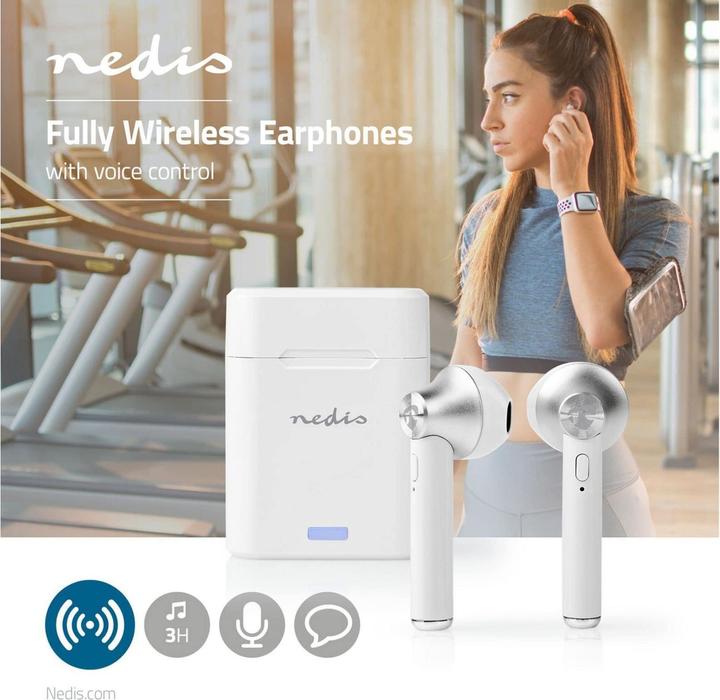 Immagine prodotto Nedis Cuffie Bluetooth, in-ear, 3h - bianco (3 h, Senza fili)