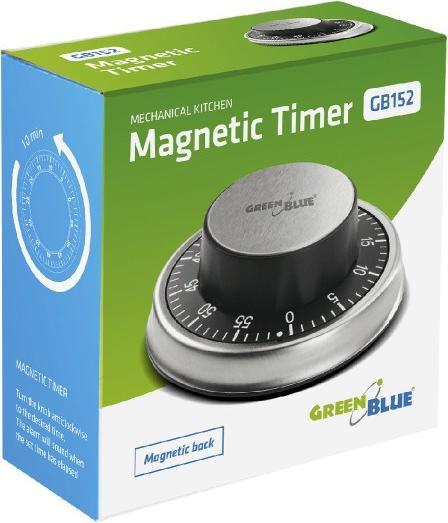 Actual product image Greenblue 51348 - Mechanical kitchen timer - Silver - 60 min - Magnetic - 9,5 cm - Box