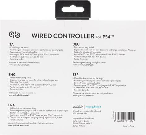 Image du produit Qubick Manette filaire Noir Blanc (PS4) (PS4, PC)