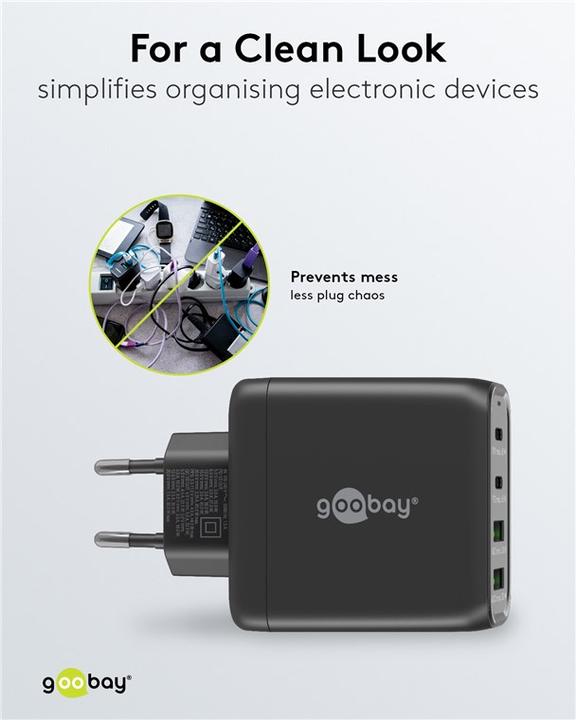 Actual product image Goobay USB multiport fast charger with GaN technology (65 W)