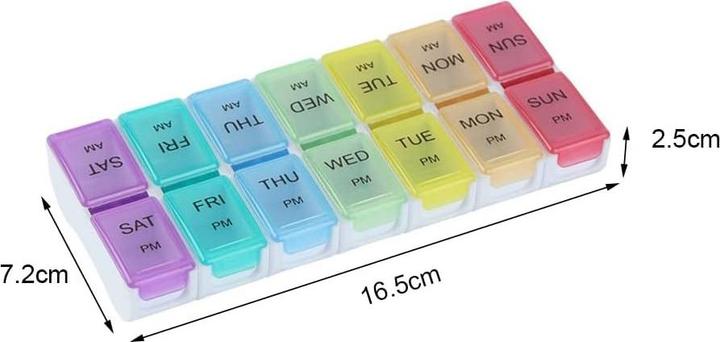 Image du produit Cbx Tablettenbox, Pillenbox 7 Tage - Morgen und Abend Rainbow