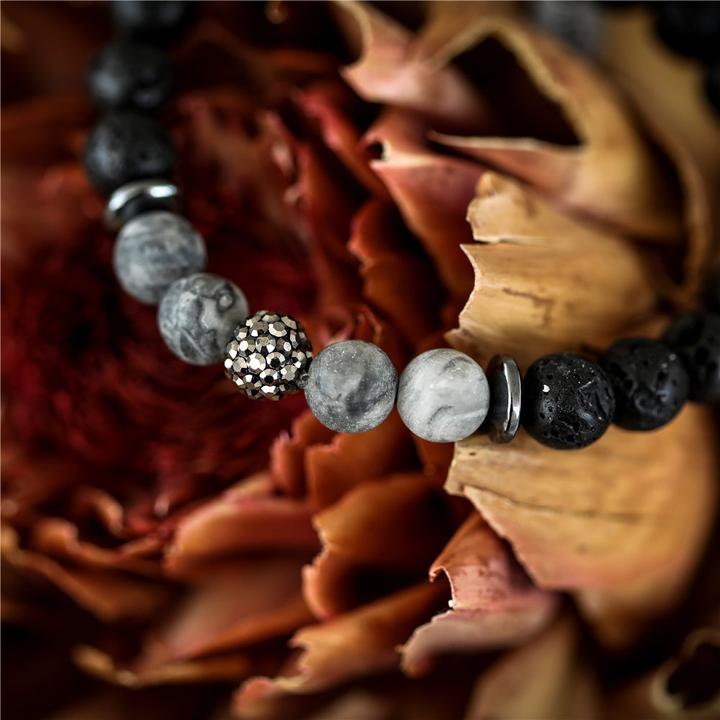 Image du produit Andreani Bracelet avec pierre de lave véritable (8 cm, Pierres, Métal)