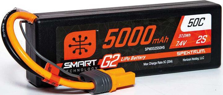 Produktbild Spektrum 5000mAh 2S 7.4V Smart G2 LiPo 50C Hard Case IC5 (7.40 V, 5000 mAh)