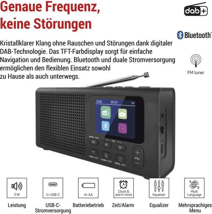 Produktbild Emos Dab Fm Bluetooth Radio P-600b Black (DAB, FM, DAB+, Bluetooth)