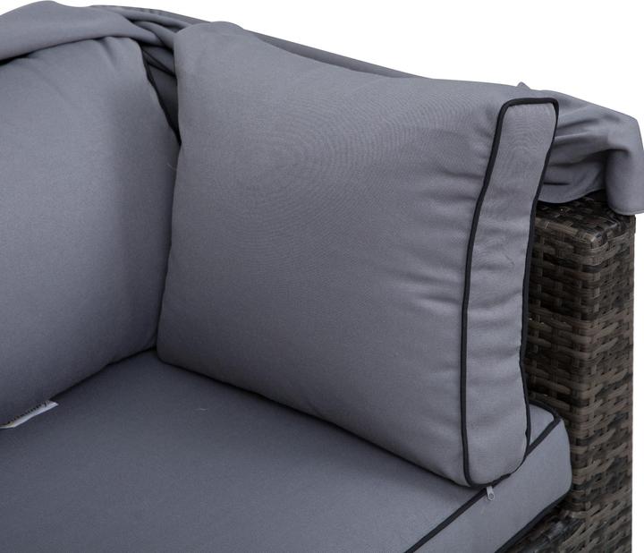 Immagine prodotto Outsunny Set da salotto in polyrattan con tettuccio parasole, cuscini e tavolino