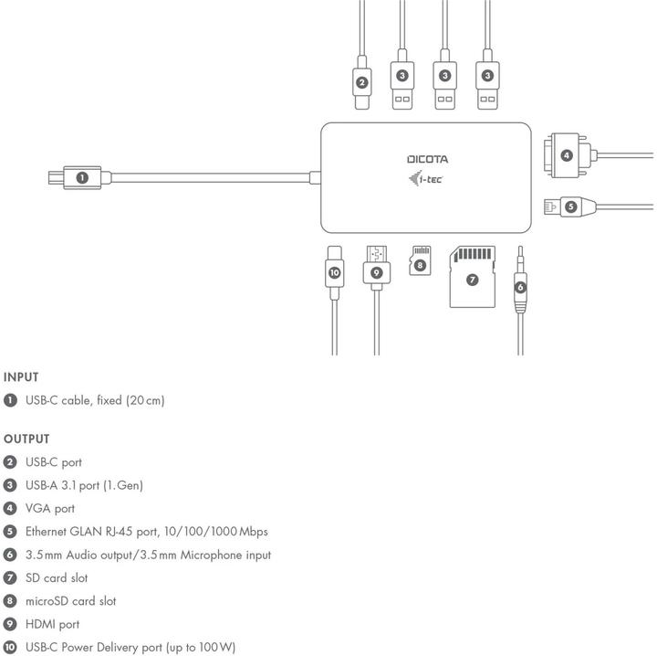 Actual product image Dicota D31955 (USB-C, 10 Ports)