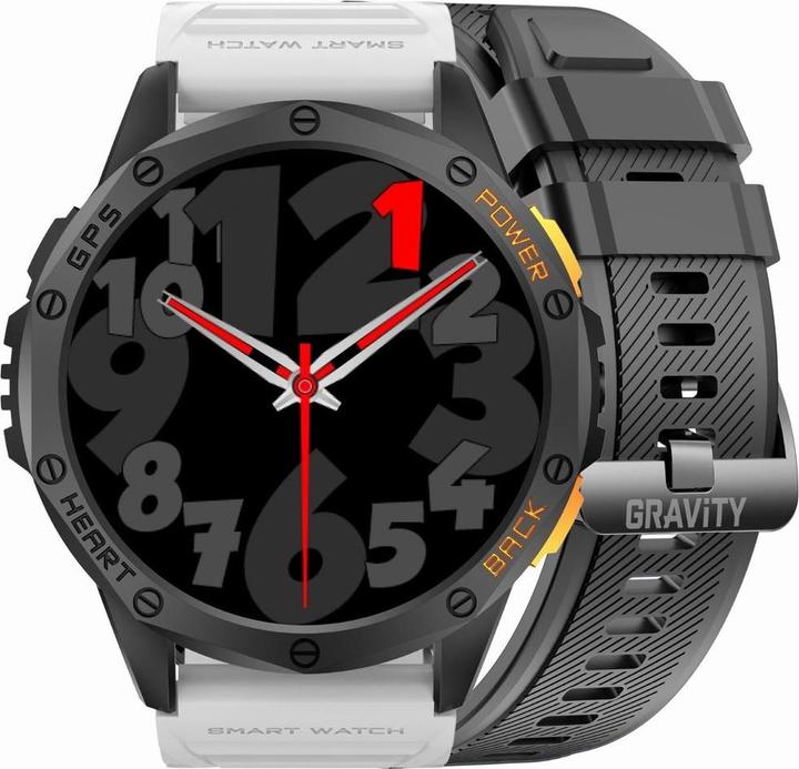 Actual product image Gravity GPS GT24-2 Herren-Smartwatch, schwarzes Silikonarmband + weisses Silikonarmband