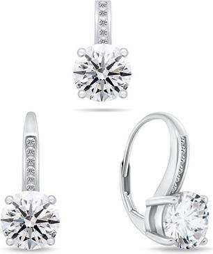 Brilio Silver - Charming silver set with zircons SET241W (pendant. dangle earrings)