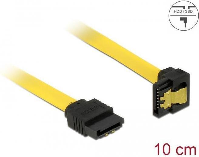 Actual product image Delock SATA-3 cable: 10cm, metal clip,yellow