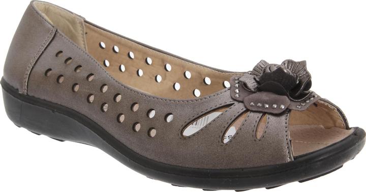 Produktbild Boulevard Ballerinas Schuhe mit Zehenöffnung Lochmuster und BlumenApplikation (40, 40.5)