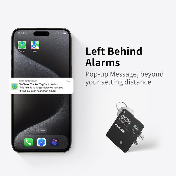 Immagine prodotto Momax PinCard Pro Mini Ricaricabile Find My Tracker