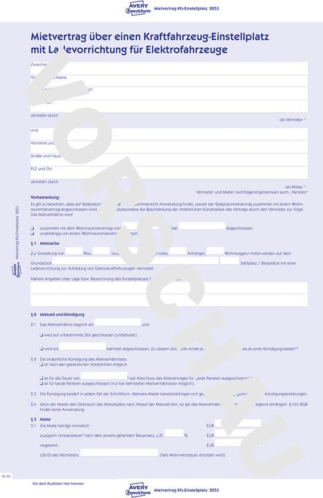 Image du produit Avery Contrat de location d'une place de stationnement pour voiture avec chargeur électronique (4 x)