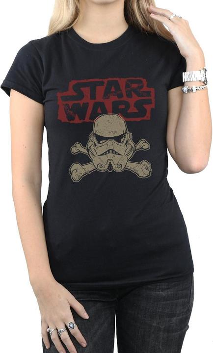 Actual product image Star Wars Womens/Ladies Stormtrooper Skull Logo Cotton T-Shirt (XXL)