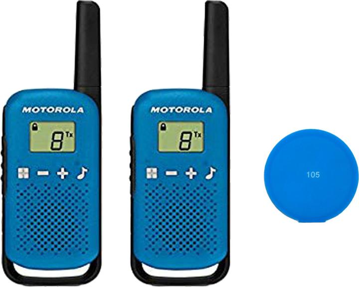 Motorola TALKABOUT T42 BLUE tragbares PMR-Funkpaket mit 2 Stück + Geschenk-Klebepad Blau