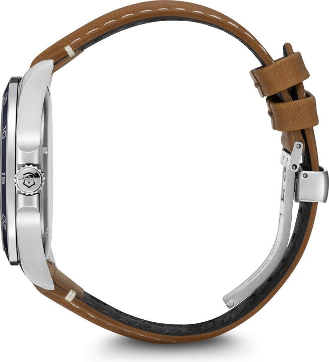 Image du produit Victorinox FieldForce GMT Ø42, cadran blanc argenté, cuir marron (Swiss Made, 42 mm)