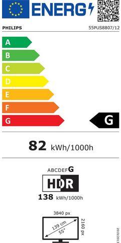 Energie-Label Philips 55PUS8807/12 (55", PUS8807, LED, 4K, 2022)