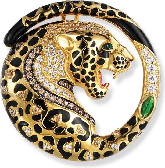 Image du produit Seinerzeit Kiani Pendentif/broche léopard (Argent 925, Émail)