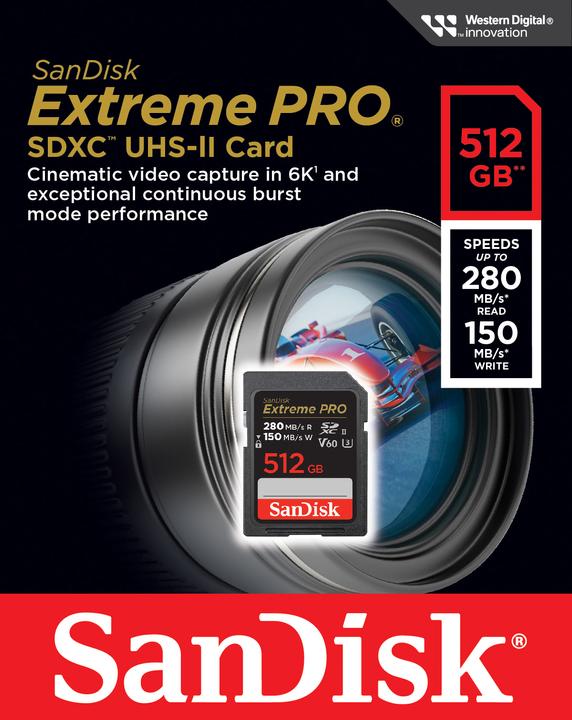 Image du produit SanDisk Extreme PRO UHS-II V60 (512 Go, SDXC, U3, UHS-II)