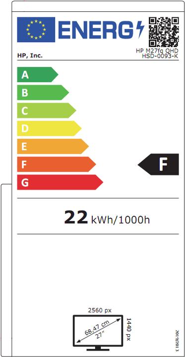 Energy Label HP M27fq (2560 x 1440 pixels, 27")