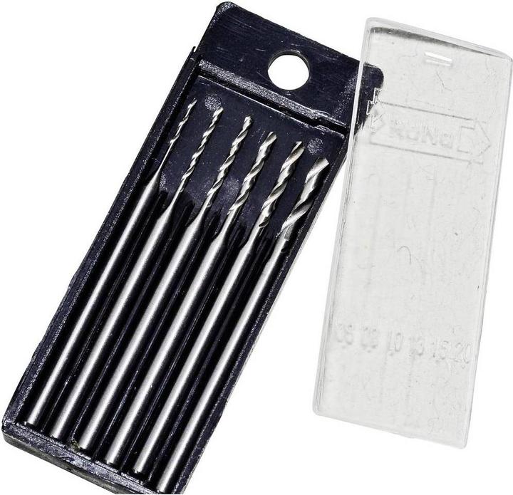 Actual product image RoNa HSS metal twist drill set 6t (0.6 mm, 0.8 mm, 1 mm, 1.3 mm, 1.5 mm, 2 mm)