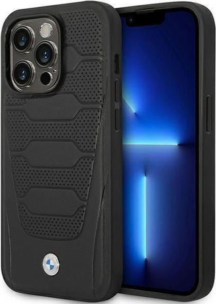 Actual product image BMW Case BMHMP14X22RPSK iPhone 14 Pro Max 6.7" czarny/black Leather Seats Pattern MagSafe (Apple iPhone 14 Pro Max)
