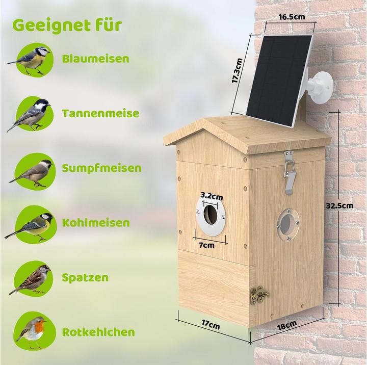 Actual product image Sanilu Clean Sanilu Vogel Nistkasten mit Kamera, Solarpanel inklusive