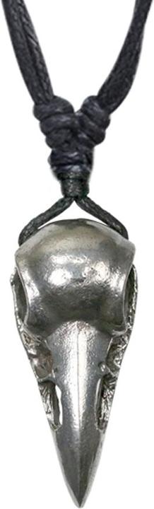 Immagine prodotto Star Piercing Collana nera con ciondolo in argento con teschio di corvo (Ottone)