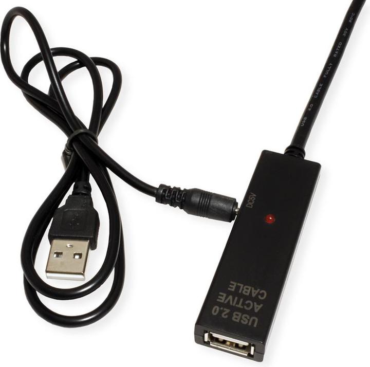 Produktbild Value USB 2.0 Verlängerung, aktiv, mit Repeater, A-C, schwarz, 20,0 m (20 m, USB 2.0)
