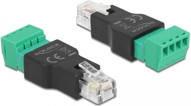 Image du produit Delock Adapter RJ11/14 Stecker zu Terminalblock 4 Pin 2-teilig (4 broches, RJ11 (1x))