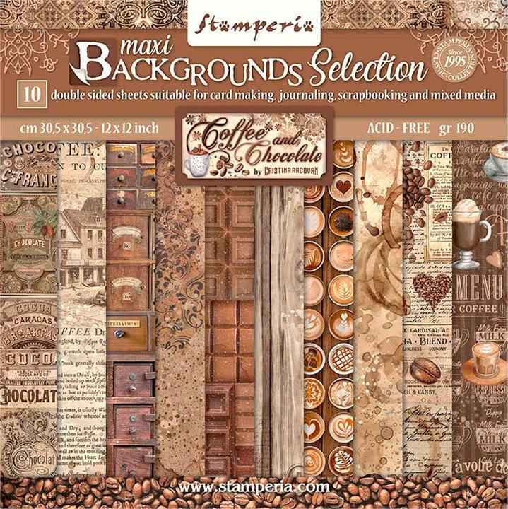 Actual product image Stamperia Scrapbook block "Coffee and Chocolate - Backgrounds" (190 g/m², 10 x)