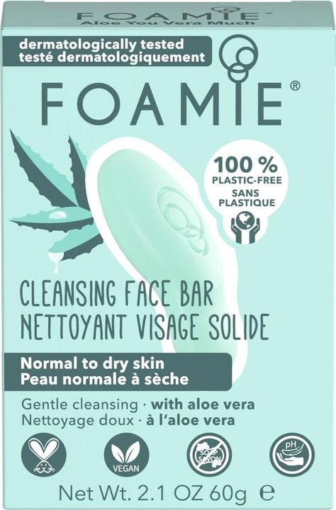 Foamie Solid Face Wash Aloe You Vera Much (Cleaning cloths, 60 ml)