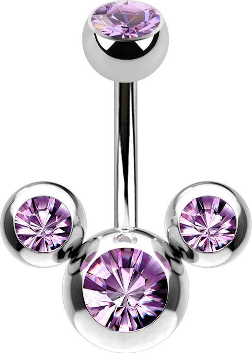 Image du produit Star Piercing Banane argentée Mickey Mouse avec cristal tanzanite (Acier chirurgical 316L, sans laiton)