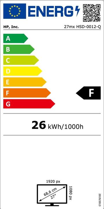 Label énergétique HP 27mx (1920 x 1080 pixels, 27")