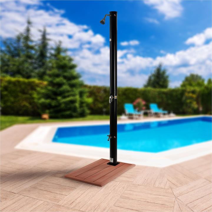Actual product image Arebos Solar shower with base plate 20 L - wood look