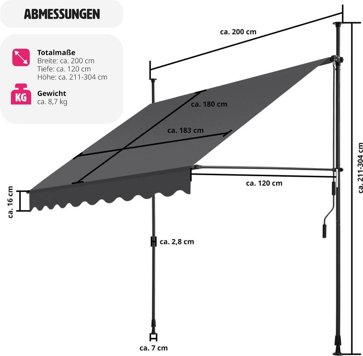 Actual product image tectake Clamping awning (2 m)