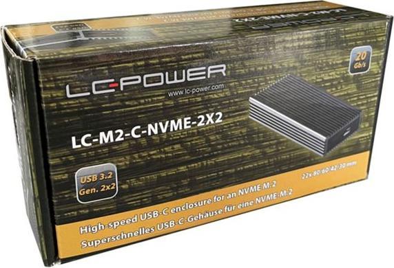 Actual product image LC-Power LC-M2-C-NVME-2X2-RAID USB-C housing for NVMe-M.2 retail (M.2 2280)