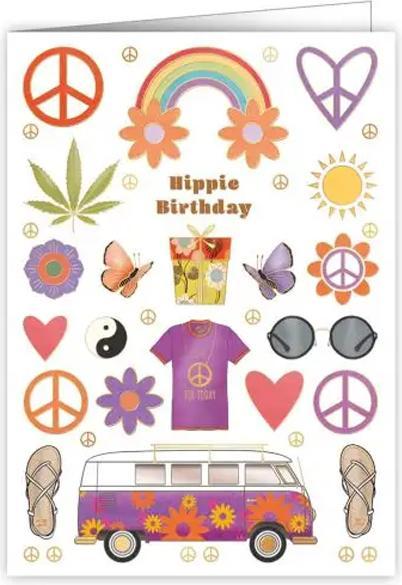 Actual product image Quire Birthday card Hippie Birthday