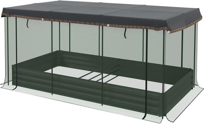 Image du produit Swisshandel24 Hochbeet Stahl, Pflanzkasten, Blumenkasten mit Vogelschutznetz, Sonnenschutz, Gartenbeet für Balkon