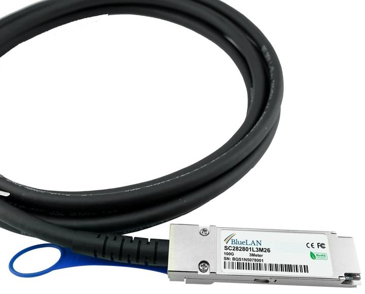 Actual product image BlueLAN Dell 470-ABOV Compatible DAC QSFP28 SC282801L1M30