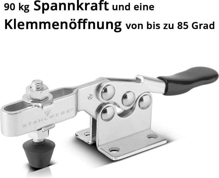 Actual product image Stahlwerk Toggle clamp set of 2 90kg 198lbs vertical toggle clamps (198 mm)