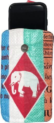 Immagine prodotto Bekos Upcycling - Cover per smartphone con linguetta da borse riciclate Patchwork Elephant M (Universale)