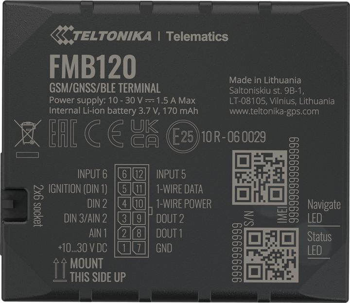 Image du produit Teltonika FMB120 Tracker GNSS/GSM/Bluetooth avec antenne GNSS/GSM interne et gestion de flotte par batterie
