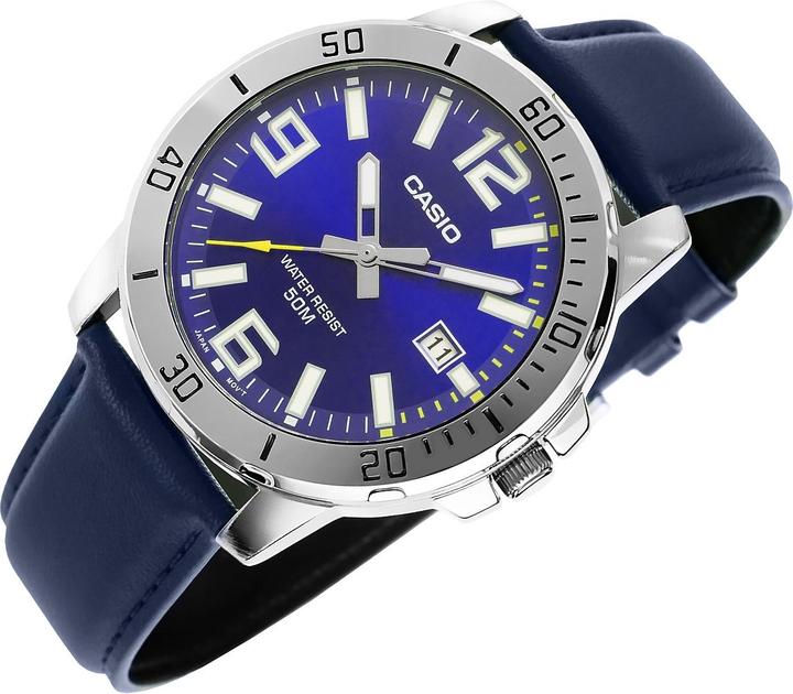 Produktbild Casio MTP-VD01L-2BV Men's Enticer Blue Leather Band Blue Dial Casual Analog Sporty Watch (220 mm)