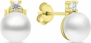 Brilio Silver - Elegant gold-plated earrings with real pearls EA597Y (Silber aus der Schweiz und Deutschland und Österreich)