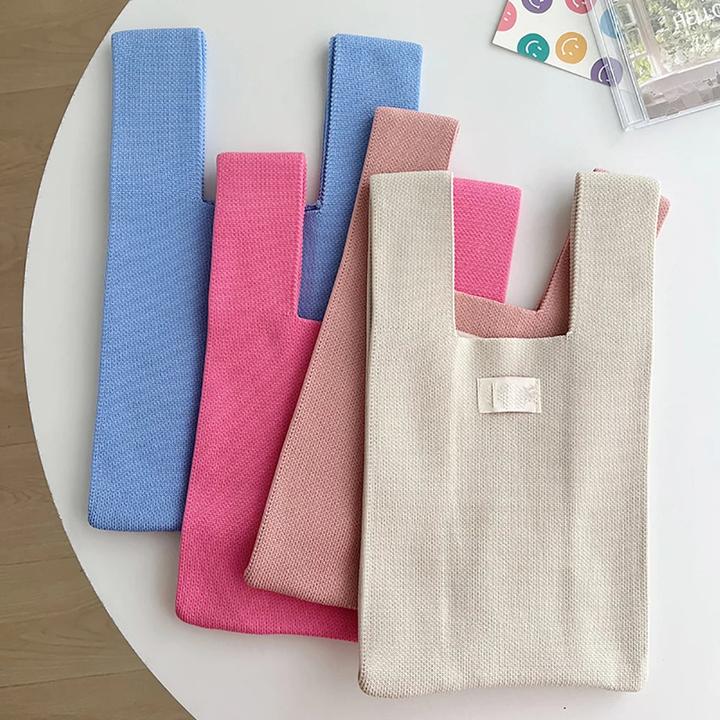 Produktbild Only-Bags.Store Handgefertigte Strickhandtasche Mini Knot Handgelenk-Tasche Casual Tote Bag Student