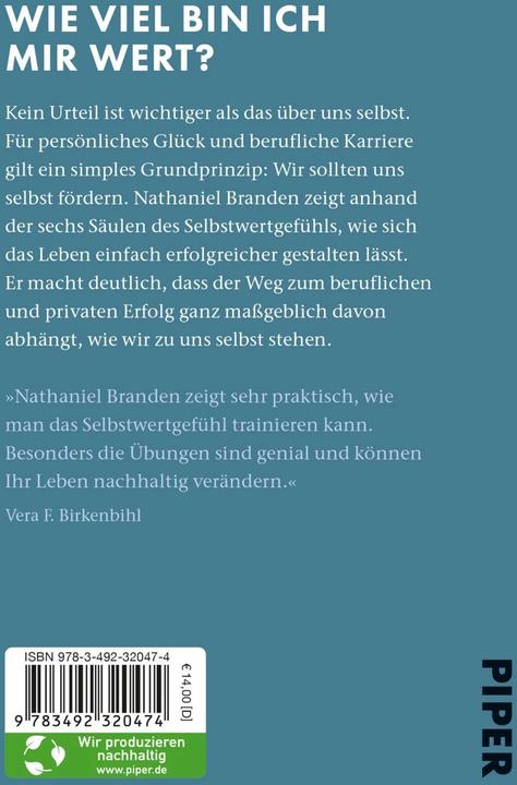 Immagine prodotto Die 6 Säulen des Selbstwertgefühls (Tedesco, Branden Nathaniel, Anni pentola, 2023)